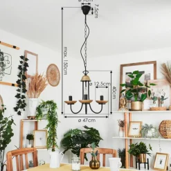 Luminaires Rustiques-hofstein Lustre Cassague Noir, 3 lumières