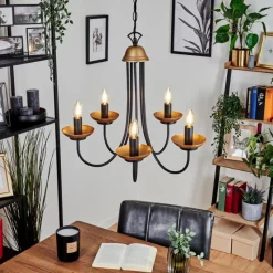 Luminaires Rustiques-hofstein Lustre Cassague Noir, 5 lumières