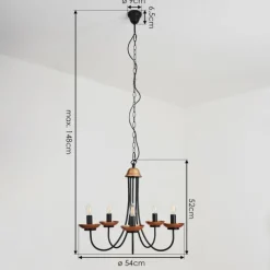 Luminaires Rustiques-hofstein Lustre Cassague Noir, 5 lumières
