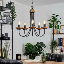 Luminaires Rustiques-hofstein Lustre Cassague Noir, 5 lumières