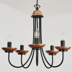 Luminaires Rustiques-hofstein Lustre Cassague Noir, 5 lumières