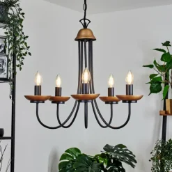 Luminaires Rustiques-hofstein Lustre Cassague Noir, 5 lumières