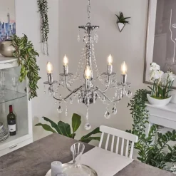 Luminaires Rustiques-hofstein Lustre Cheop Chrome, Transparent, 5 lumières