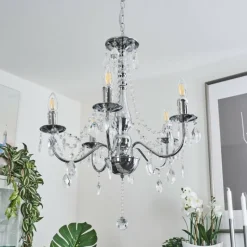 Luminaires Rustiques-hofstein Lustre Cheop Chrome, Transparent, 5 lumières