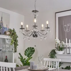 Luminaires Rustiques-hofstein Lustre Cheop Chrome, Transparent, 5 lumières