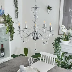 Luminaires Rustiques-hofstein Lustre Cheop Chrome, Transparent, 5 lumières