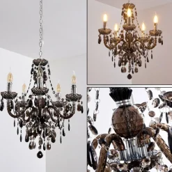 hofstein Lustre Delhi Noir, Transparent, 5 lumières