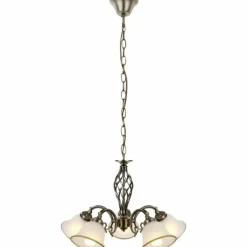 Luminaires Rustiques-Luminaires Globo Lighting Lustre Globo Blanc, 5 lumières