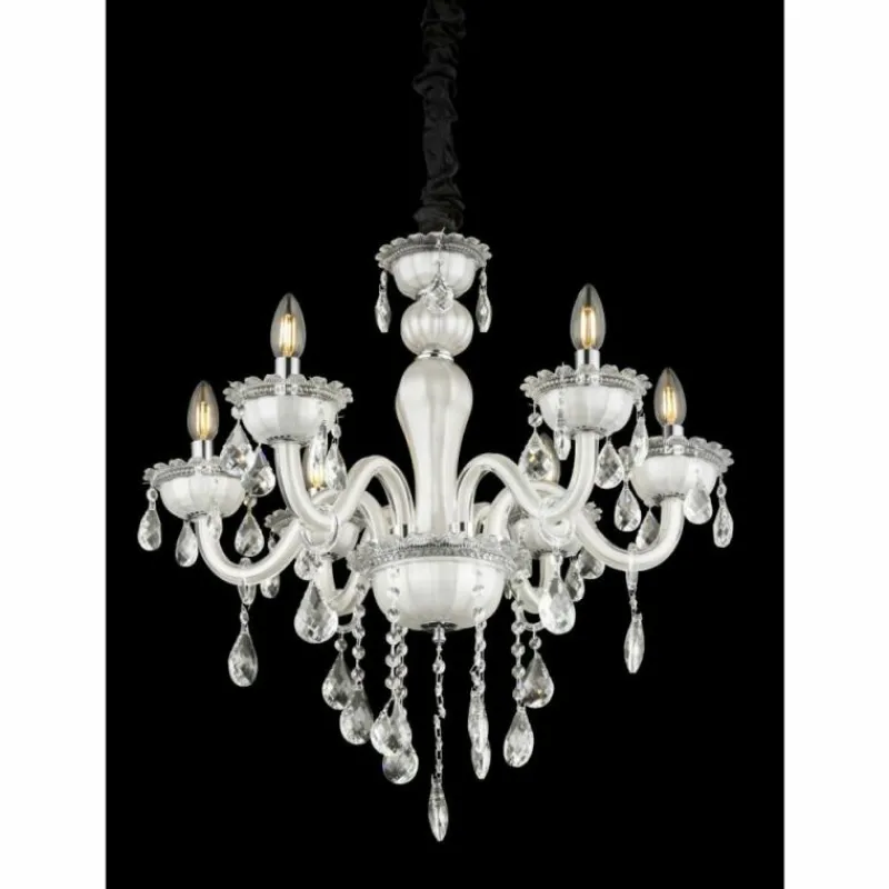 Luminaires Antiques-Luminaires Globo Lighting Lustre Globo Blanc, 6 lumières