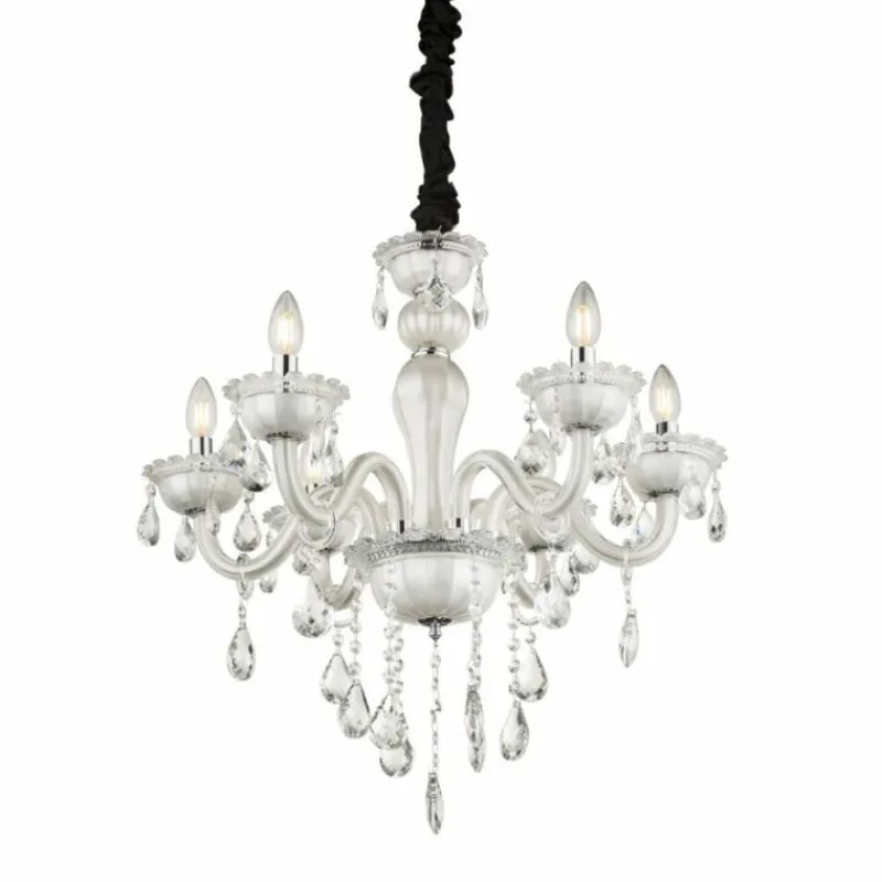 Luminaires Antiques-Luminaires Globo Lighting Lustre Globo Blanc, 6 lumières