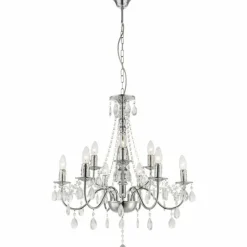 Luminaires Antiques-Luminaires Globo Lighting Lustre Globo Chrome, 9 lumières