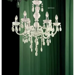 Luminaires Rustiques-Luminaires Globo Lighting Lustre Globo CUIMBRA I Chrome, Blanc, 6 lumières