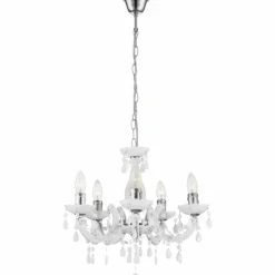 Luminaires Rustiques-Luminaires Globo Lighting Lustre Globo Cuimbra II Blanc, 5 lumières