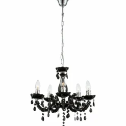 Luminaires Rustiques-Luminaires Globo Lighting Lustre Globo Cuimbra II Noir, 5 lumières