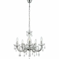 Luminaires Rustiques-Luminaires Globo Lighting Lustre Globo Cuimbra II Transparent, 5 lumières