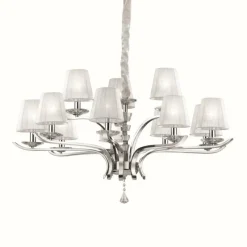 Lampes En Tissu-Luminaires Ideallux Lustre Ideal Lux PEGASO Blanc, 12 lumières