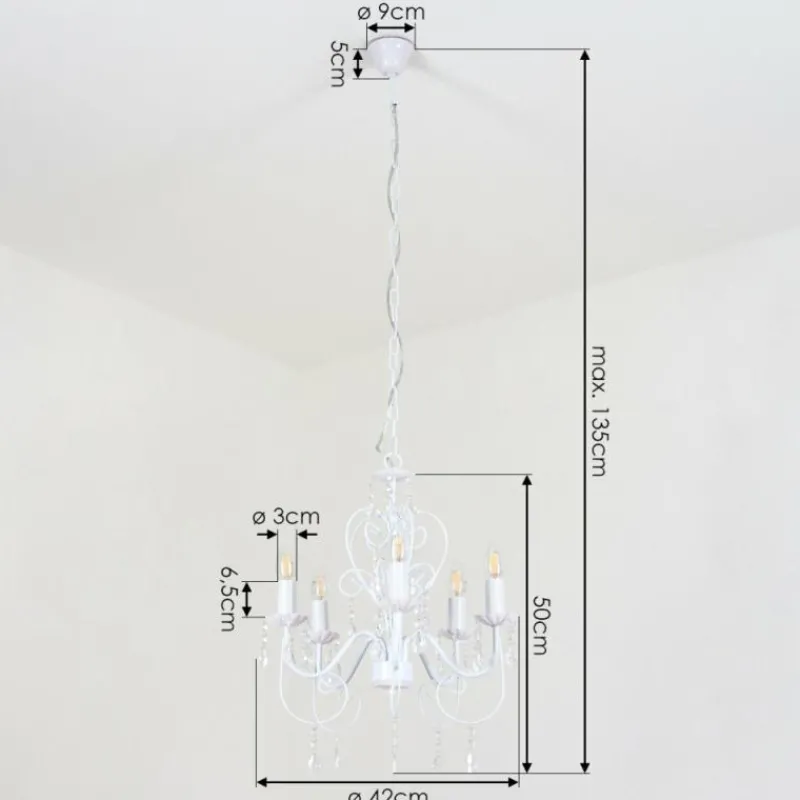 Luminaires Rustiques-hofstein Lustre Ksim Blanc, 5 lumières