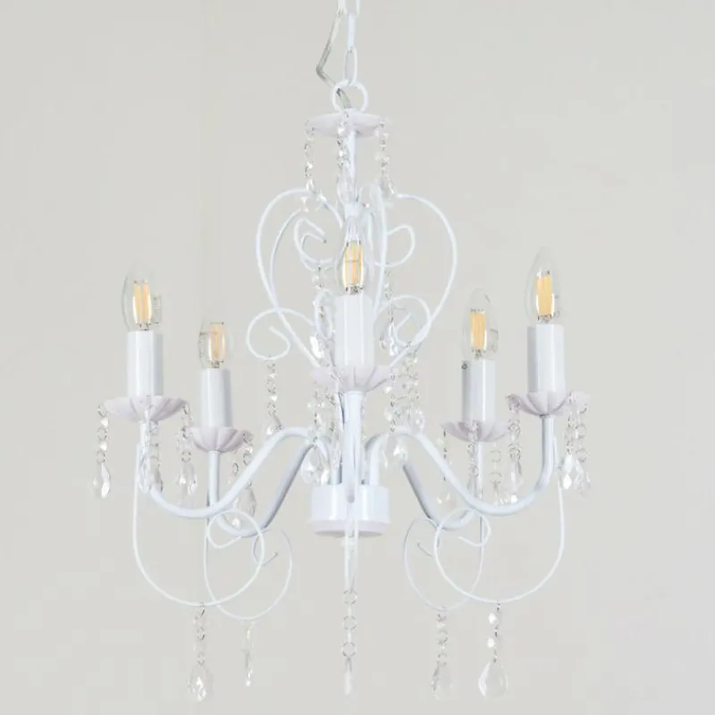 Luminaires Rustiques-hofstein Lustre Ksim Blanc, 5 lumières