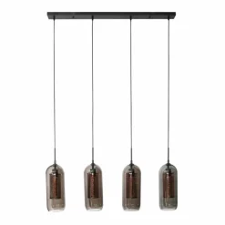 Suspension Verre Fumé-hofstein lustre Lalora Anthracite, 4 lumières