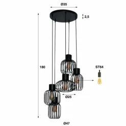 hofstein lustre Lalora Anthracite, 5 lumières* Suspensions