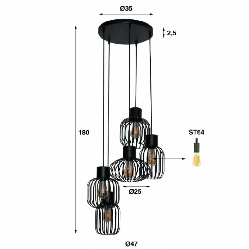 hofstein lustre Lalora Anthracite, 5 lumières* Suspensions
