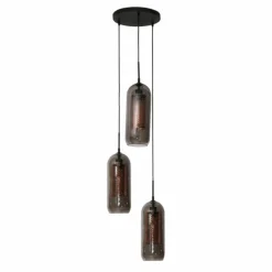 Suspension Verre Fumé-hofstein lustre Lalora Noir, 3 lumières