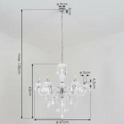 Luminaires Rustiques-hofstein Lustre Malmback Chrome, Blanc, 6 lumières