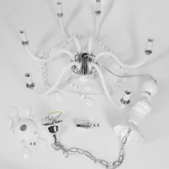 Luminaires Rustiques-hofstein Lustre Malmback Chrome, Blanc, 6 lumières