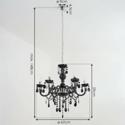 Luminaires Rustiques-hofstein Lustre Malmback Chrome, Noir, 6 lumières