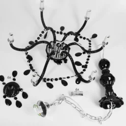 Luminaires Rustiques-hofstein Lustre Malmback Chrome, Noir, 6 lumières