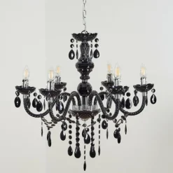 Luminaires Rustiques-hofstein Lustre Malmback Chrome, Noir, 6 lumières