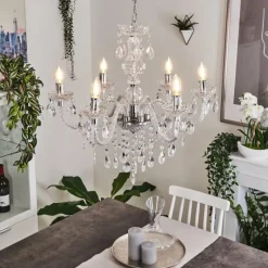 Luminaires Rustiques-hofstein Lustre Malmback Chrome, Transparent, 6 lumières