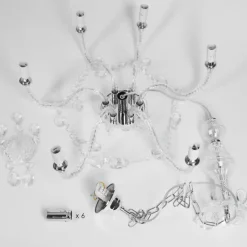 Luminaires Rustiques-hofstein Lustre Malmback Chrome, Transparent, 6 lumières