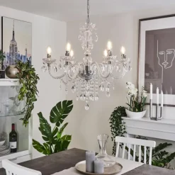 Luminaires Rustiques-hofstein Lustre Malmback Chrome, Transparent, 6 lumières