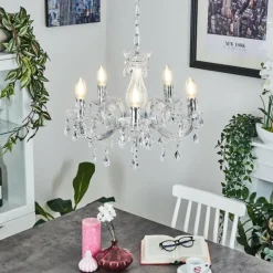 Luminaires Rustiques-hofstein Lustre Malmback Chrome, Transparent, 5 lumières