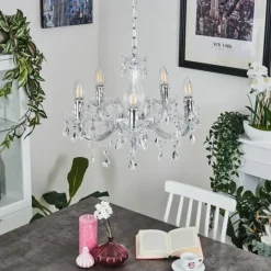 Luminaires Rustiques-hofstein Lustre Malmback Chrome, Transparent, 5 lumières