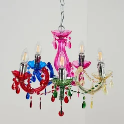 Luminaires Rustiques-hofstein Lustre Malmback Multicolore, Chrome, 5 lumières