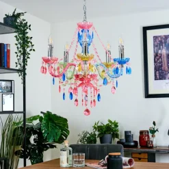 Luminaires Rustiques-hofstein Lustre Malmback Multicolore, Chrome, 5 lumières