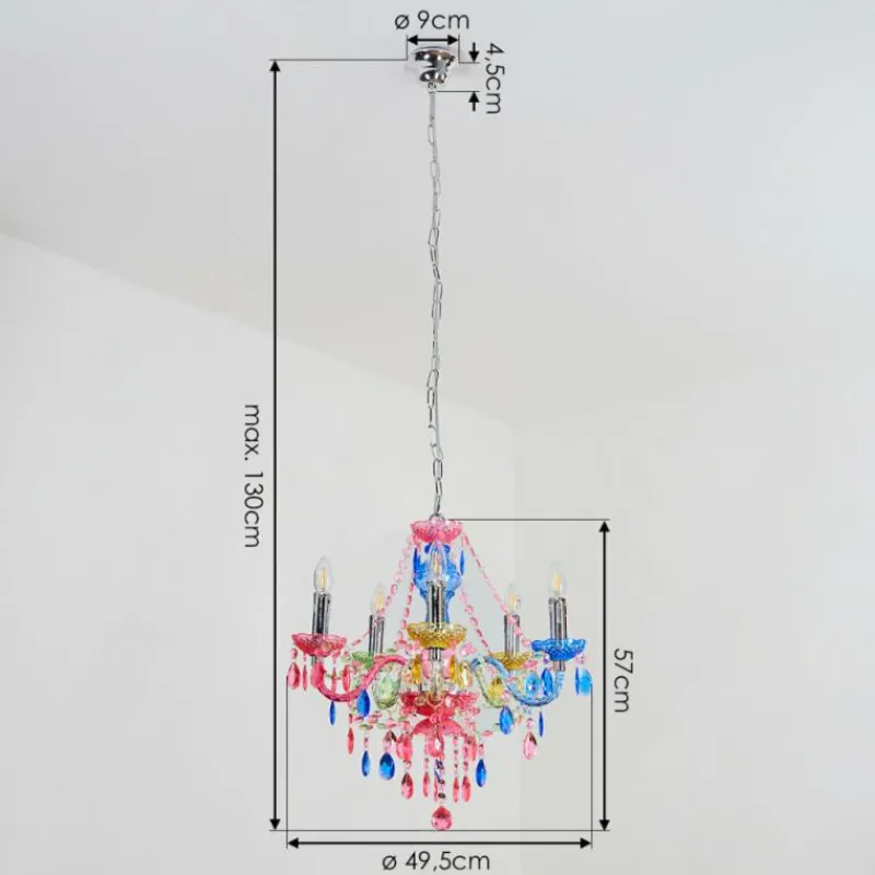 Luminaires Rustiques-hofstein Lustre Malmback Multicolore, Chrome, 5 lumières