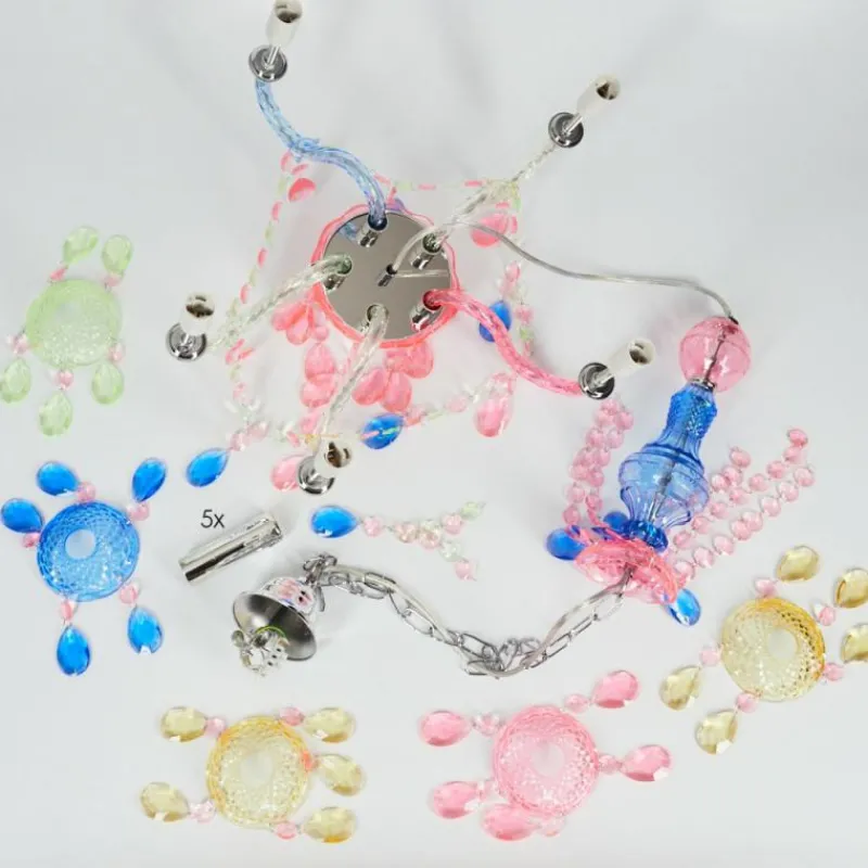 Luminaires Rustiques-hofstein Lustre Malmback Multicolore, Chrome, 5 lumières