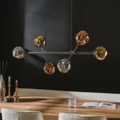 hofstein lustre Molucule Anthracite, 6 lumières