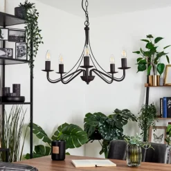 Luminaires Rustiques-hofstein Lustre Oulandou Noir, 5 lumières