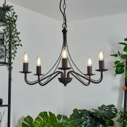 Luminaires Rustiques-hofstein Lustre Oulandou Noir, 5 lumières