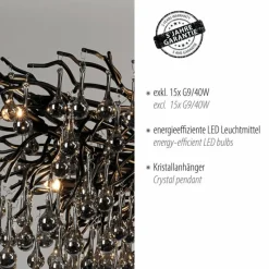 Suspension Verre Fumé-Luminaires Paul Neuhaus Lustre Paul Neuhaus ICICLE Noir, 15 lumières