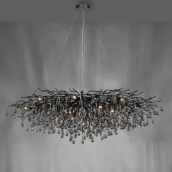 Suspension Verre Fumé-Luminaires Paul Neuhaus Lustre Paul Neuhaus ICICLE Noir, 15 lumières