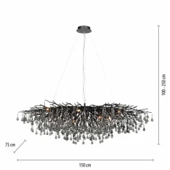 Suspension Verre Fumé-Luminaires Paul Neuhaus Lustre Paul Neuhaus ICICLE Noir, 15 lumières