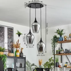 hofstein Lutarp Suspension, Suspension Noir, 3 lumières