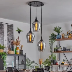 hofstein Lutarp Suspension, Suspension Noir, 3 lumières