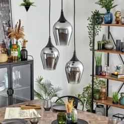 hofstein Lutarp Suspension, Suspension Noir, 3 lumières