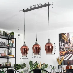 hofstein Lutarp Suspension, Suspension Chrome, Noir, 3 lumières